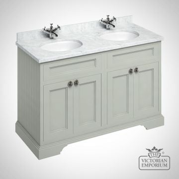 Freestanding 130cm wide Vanity Unit with worktop and 2 inset basins