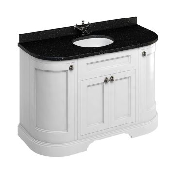 Curved Vanity Unit Grey 134cm With Drawers Doors And Worktop Fc1w Black