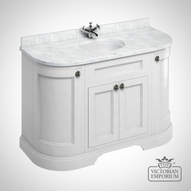 Curved Vanity Unit Grey 134cm With Drawers Doors And Worktop Fc1w Marble