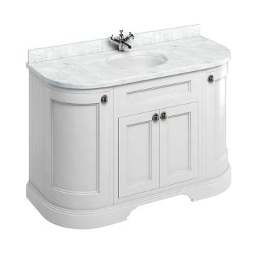 Curved Vanity Unit Grey 134cm With Drawers Doors And Worktop Fc1w Marble