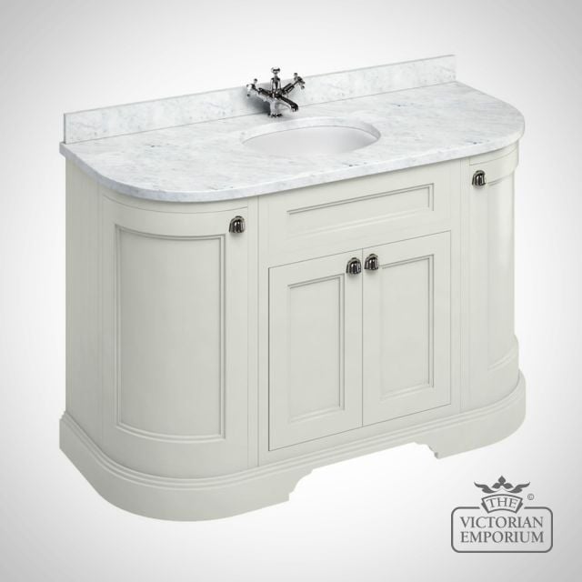 Curved Vanity Unit Sand 134cm With Drawers Doors And Worktop Fc1s Marble