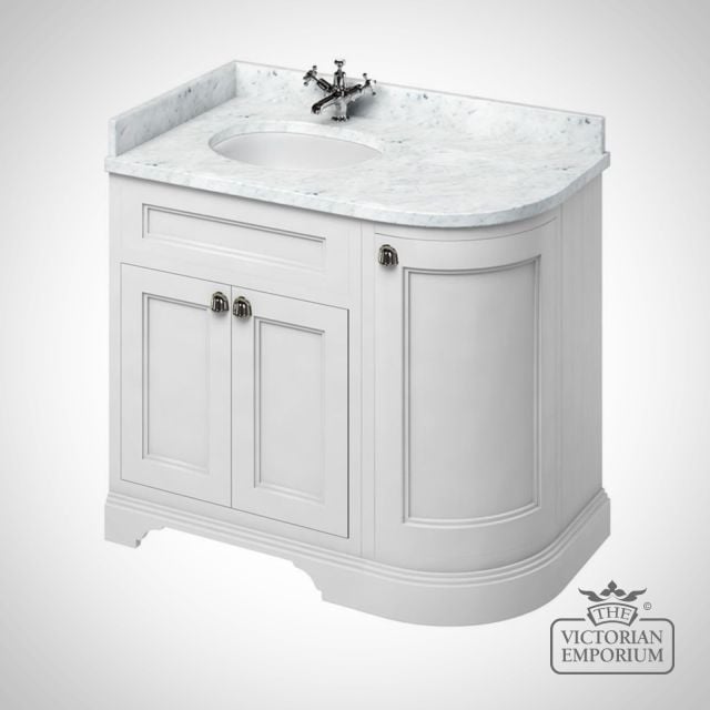Curved Vanity Unit Grey Corner With Drawers Doors And Worktop Fc2w Marble