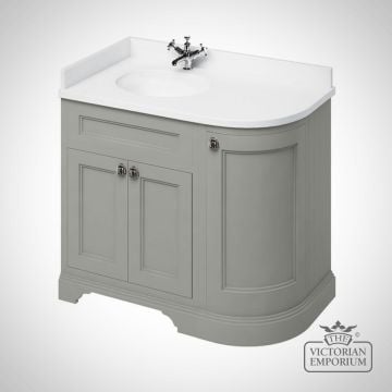Curved Vanity Unit Olive Corner With Drawers Doors And Worktop Fc2o White