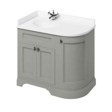 Curved Vanity Unit Olive Corner With Drawers Doors And Worktop Fc2o White