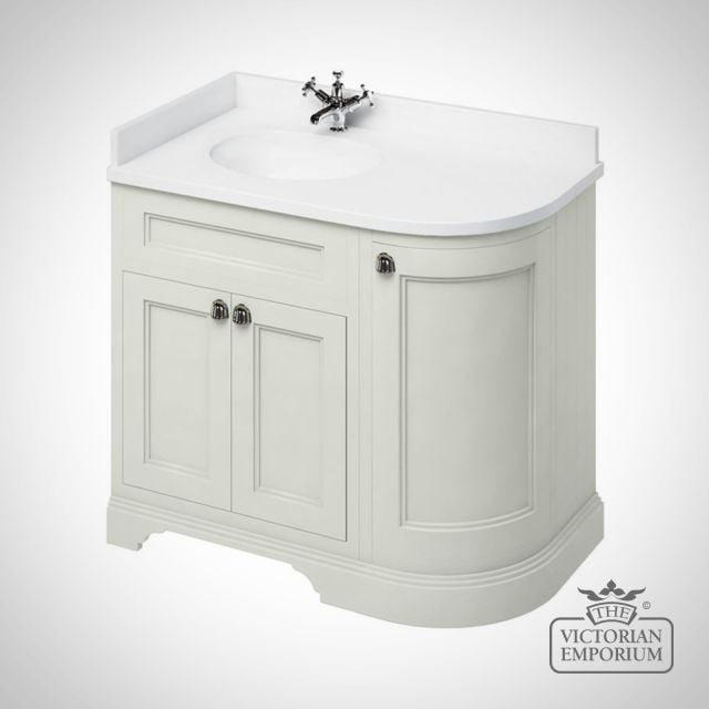 Curved Vanity Unit Sand Corner With Drawers Doors And Worktop Fc2s White