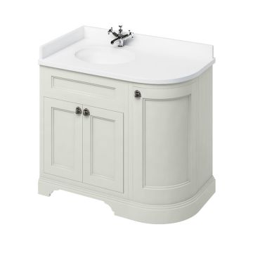 Curved Vanity Unit Sand Corner With Drawers Doors And Worktop Fc2s White