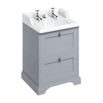 Freestanding 65cm wide Vanity Unit with Drawers with classic invisible overflow basin