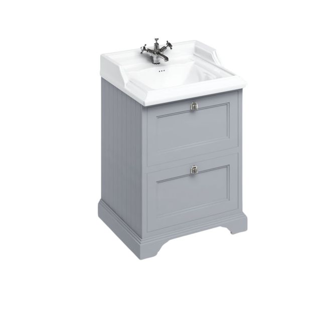 Freestanding 65cm wide Vanity Unit with drawers and classic basin