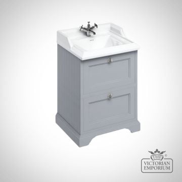Freestanding 65cm wide Vanity Unit with drawers and classic basin