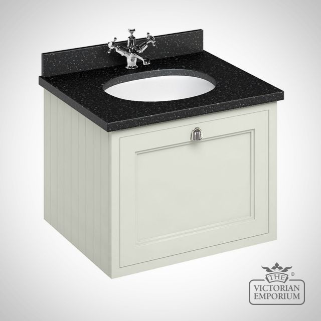 Wall Hung 65cm Vanity Unit Single Drawer Sand Basin 1 Tap Hole Fw1s Black