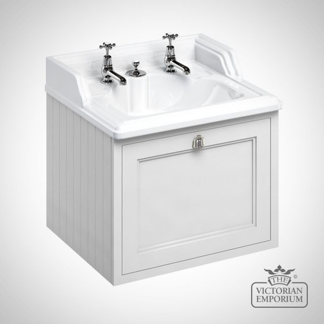 Wall Hung 65cm Vanity Unit Single Drawer White Basin 2 Tap Hole Fw1o Black Fw1w B14