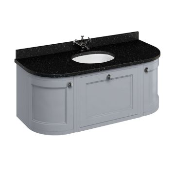Wall Hung 134cm Curved Vanity Unit Grey And Granite Worktop Basin Fw4g Bb13