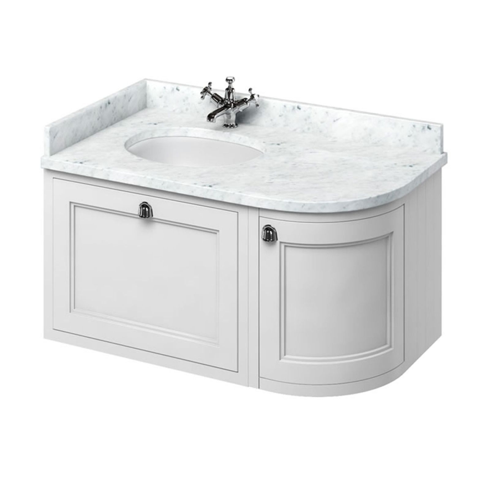 Wallhung 100cm curved corner Vanity Unit