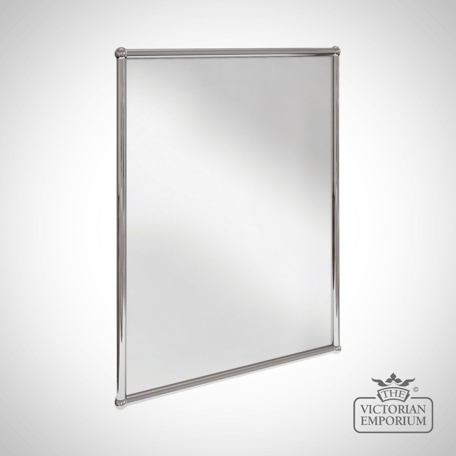 Simple rectangular bathroom mirror in chrome