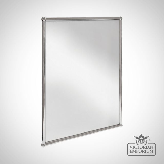 Simple rectangular bathroom mirror in chrome