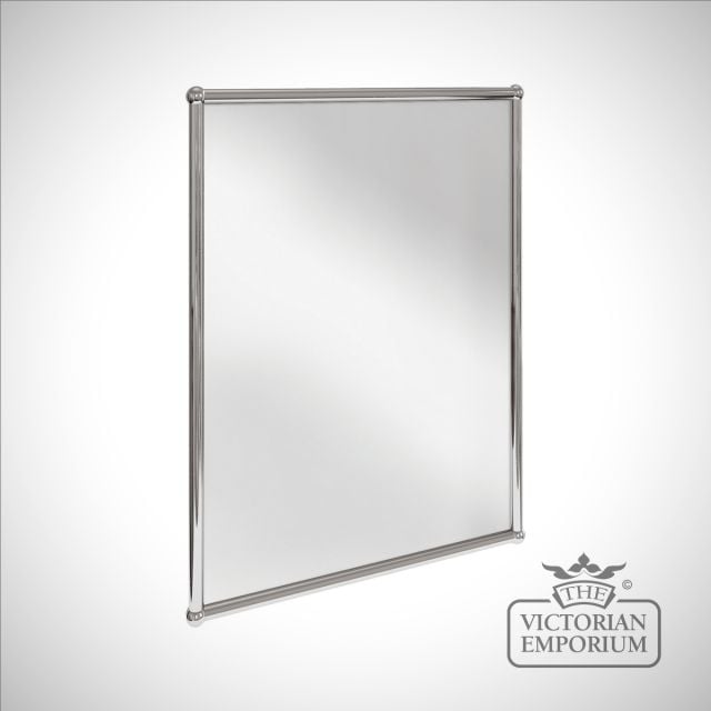 Simple rectangular bathroom mirror in chrome