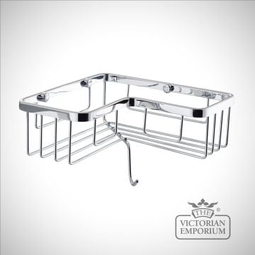 Double tier corner wire soap caddy with large trays