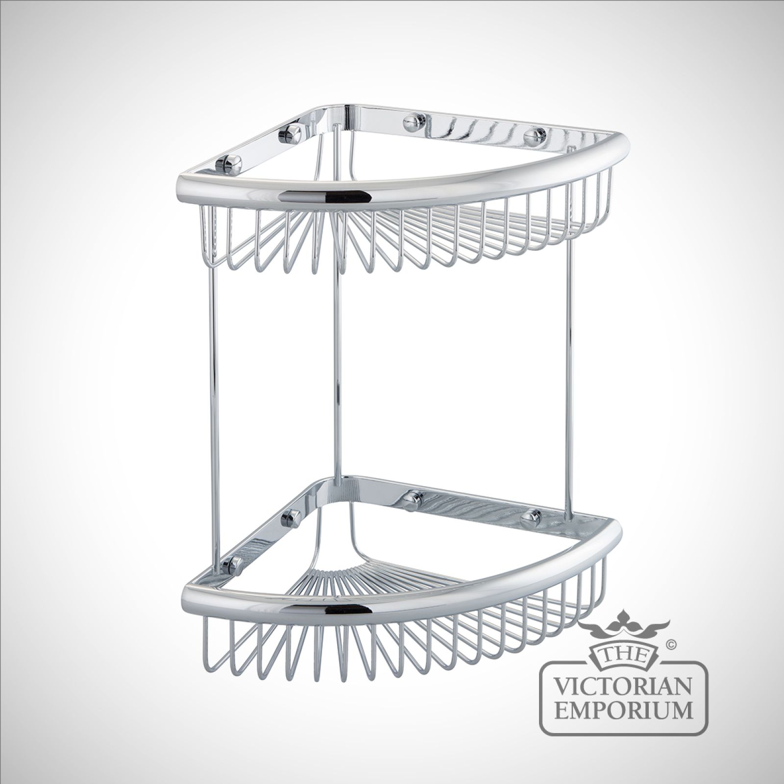 Double tier corner wire soap caddy with large trays