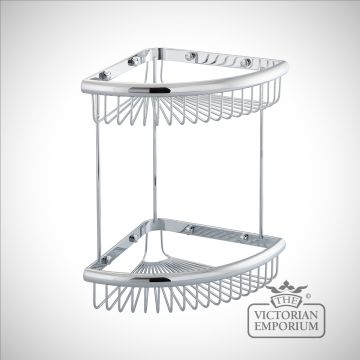 Double tier corner wire soap caddy with large trays