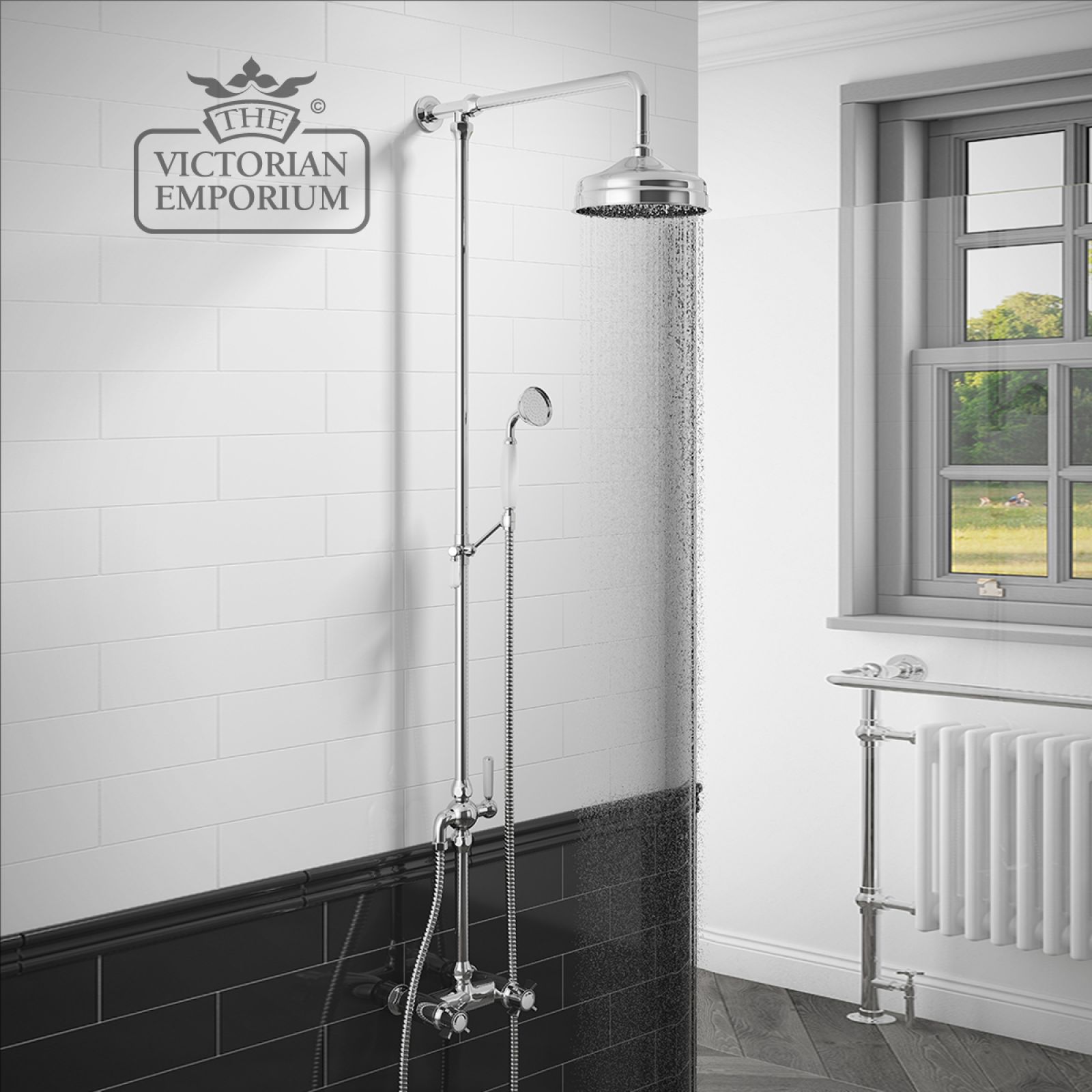 Quince traditional rigid riser kit with shower valve