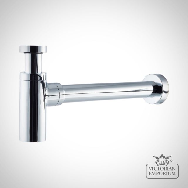 Chrome round bottle trap and outlet pipe