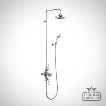 Thermostatic Exposed Shower Valve Two Outlet,rigid Riser, Swivel Shower Arm, Handset  Holder With Hose With 6 Inch Rose Baf3s