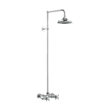 Dorset Thermostatic Exposed Shower Bar Valve Two Outlet, Rigid Riser, Swivel Shower Arm, Handset