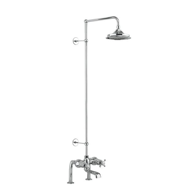 Tayside Thermostatic Bath Shower Mixer Deck Mounted with Rigid Riser & Swivel Shower Arm