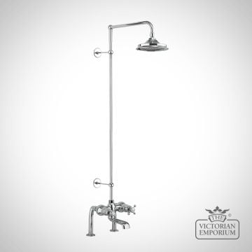 Thermostatic Bath Shower Mixer Deck Mounted With Rigid Riser  Swivel Shower Arm With 6 Inch Rose Bt2ds