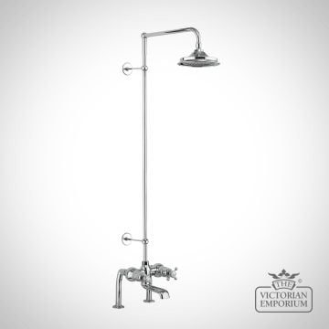 Tayside Thermostatic Bath Shower Mixer Deck Mounted with Rigid Riser & Swivel Shower Arm