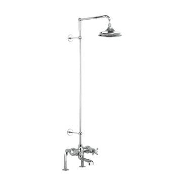 Thermostatic Bath Shower Mixer Deck Mounted With Rigid Riser  Swivel Shower Arm With 6 Inch Rose Bt2ds
