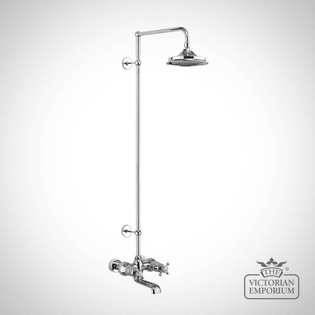 Tayside Thermostatic Bath Shower Mixer Wall Mounted with Rigid Riser & Swivel Shower Arm