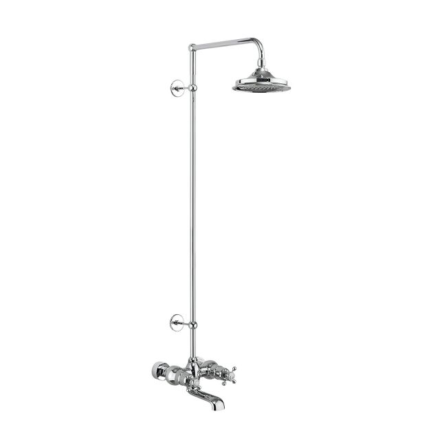 Tayside Thermostatic Bath Shower Mixer Wall Mounted with Rigid Riser & Swivel Shower Arm