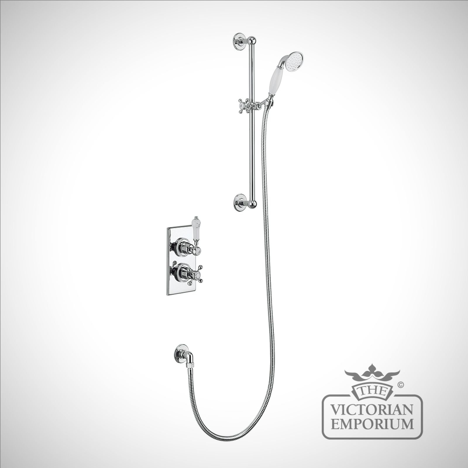 Trenton Thermostatic Single Outlet Concealed Shower Valve with Rail, Hose and Handset