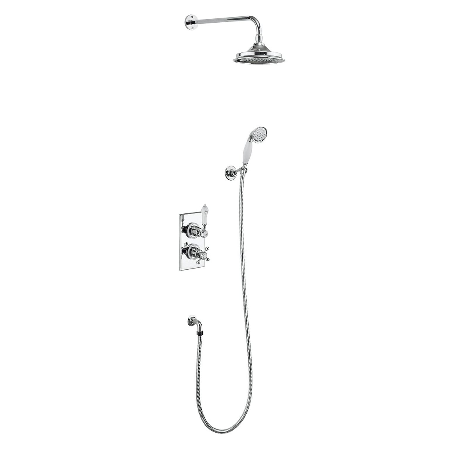 Trenton Thermostatic Two Outlet Concealed Diverter Shower Valve , Fixed Shower Arm, Handset & Holder