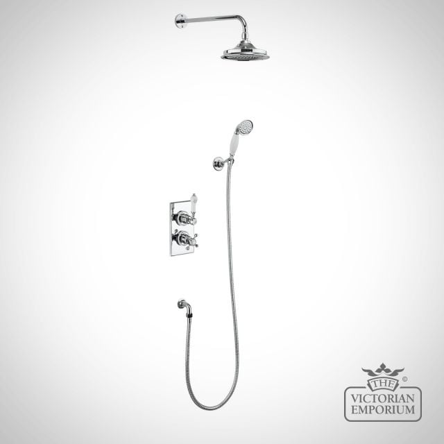 Trenton Thermostatic Two Outlet Concealed Diverter Shower Valve , Fixed Shower Arm, Handset & Holder