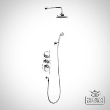 Estuary Thermostatic Two Outlet Concealed Shower Valve, Fixed Shower Arm, Handset & Holder