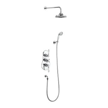 Thermostatic Two Outlet Concealed Shower Valve Fixed Shower Arm,handset  Holder With Hose With 6 Inch Rose Vf3s