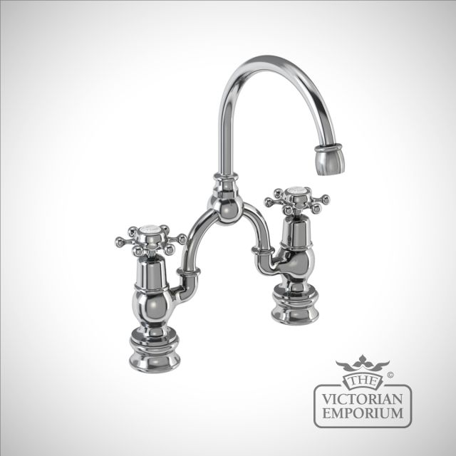 Liverpool Regent 2 tap hole arch mixer with curved spout