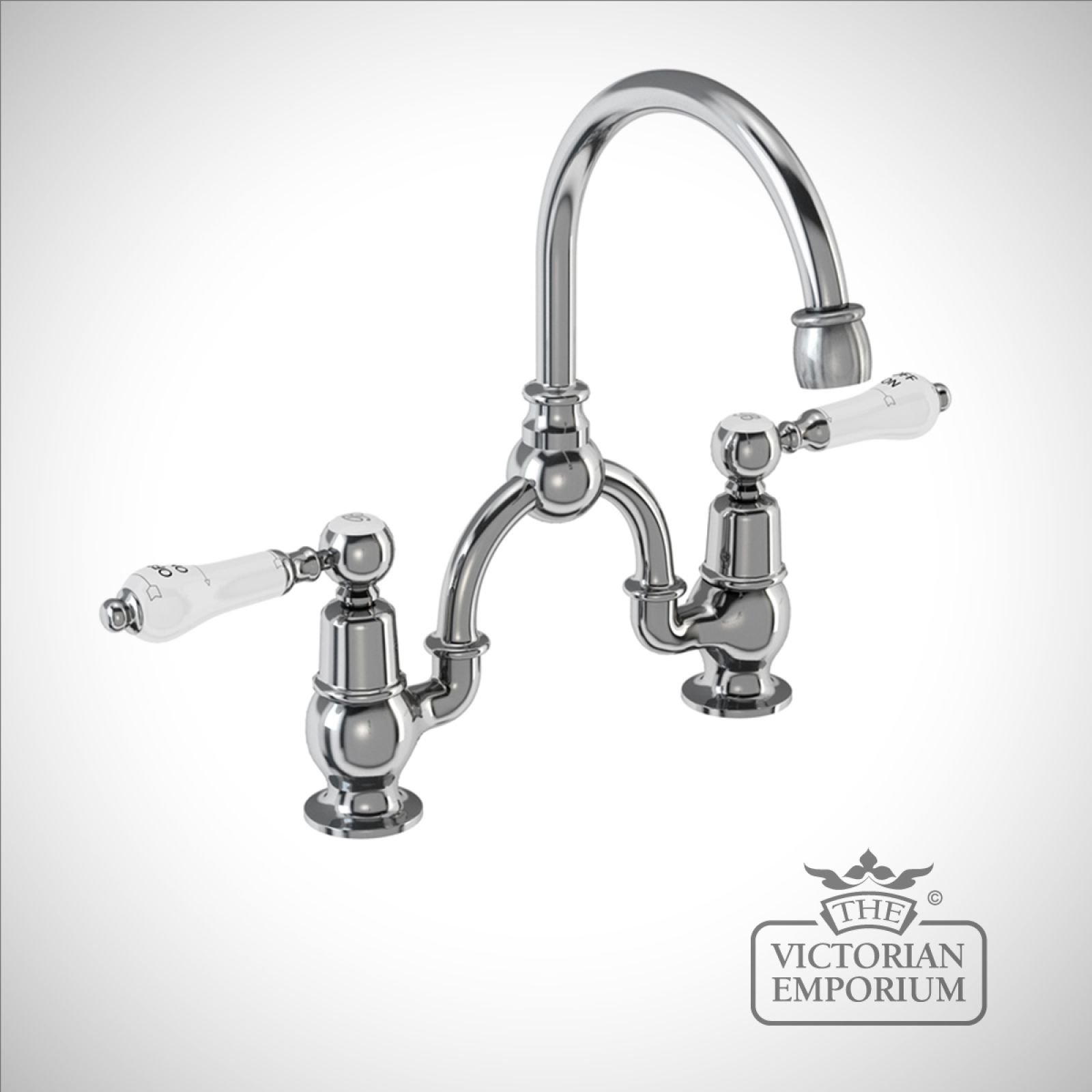 Knightsbridge 2 tap hole arch mixer with curved spout