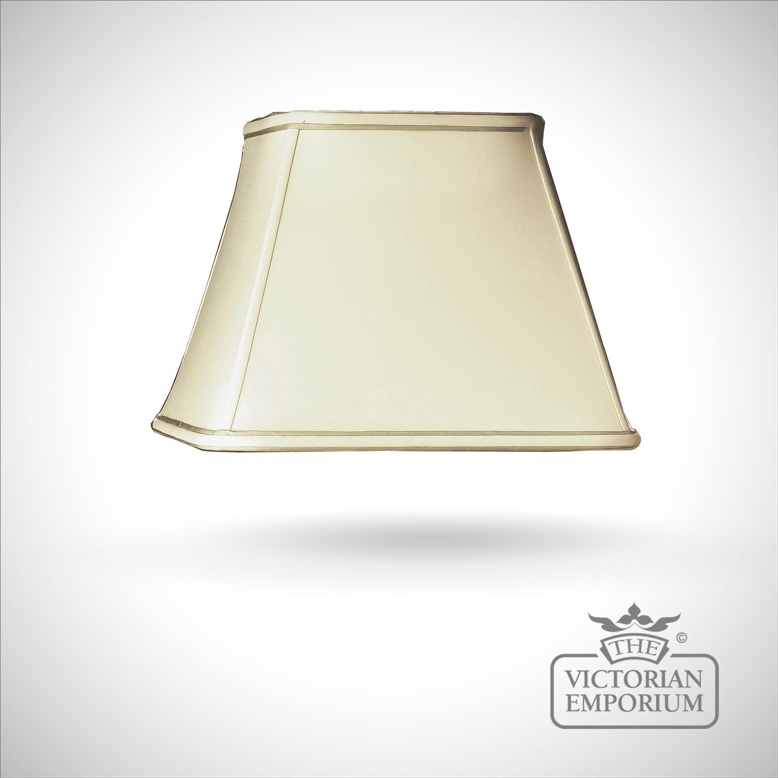 Cotton Empire Square  Lamp Shade with Celadon Trim in Oyster - 33cm
