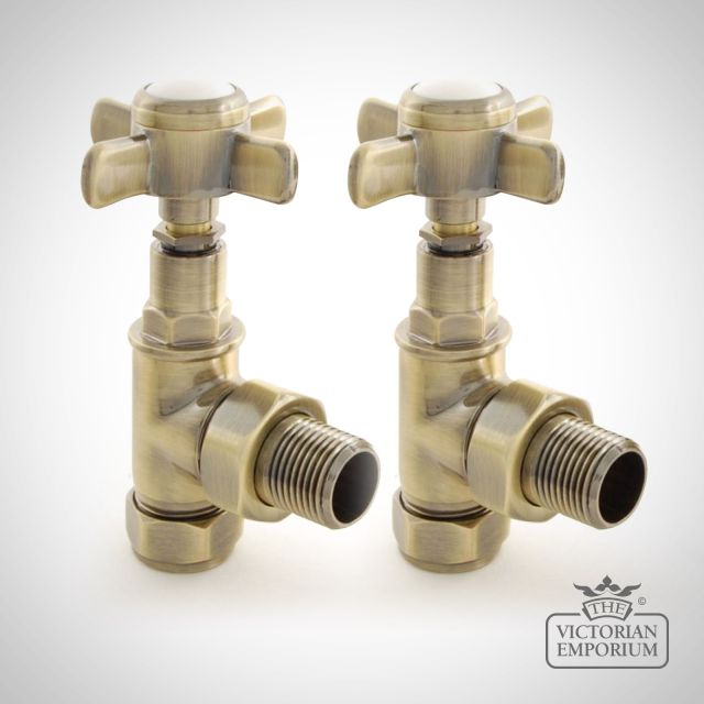 Radiator Valve Set Towel Rail Aged Brass Westmin Ag Ab 8001   Remove Bg