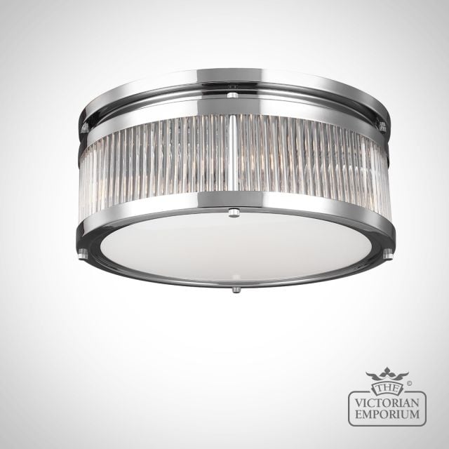 Pauls Bathroom Medium Flush Mount Light In Polished Chrome With Glass Tube Shade