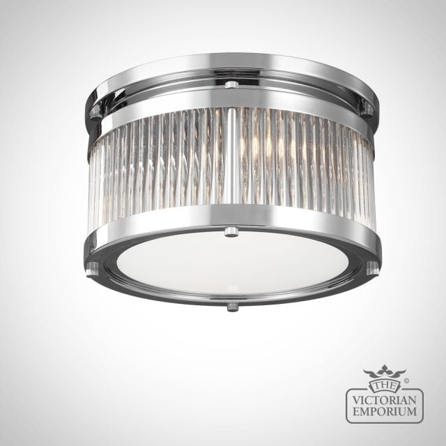 Pauls Bathroom Small Flush Mount Light In Polished Chrome With Glass Tube Shade