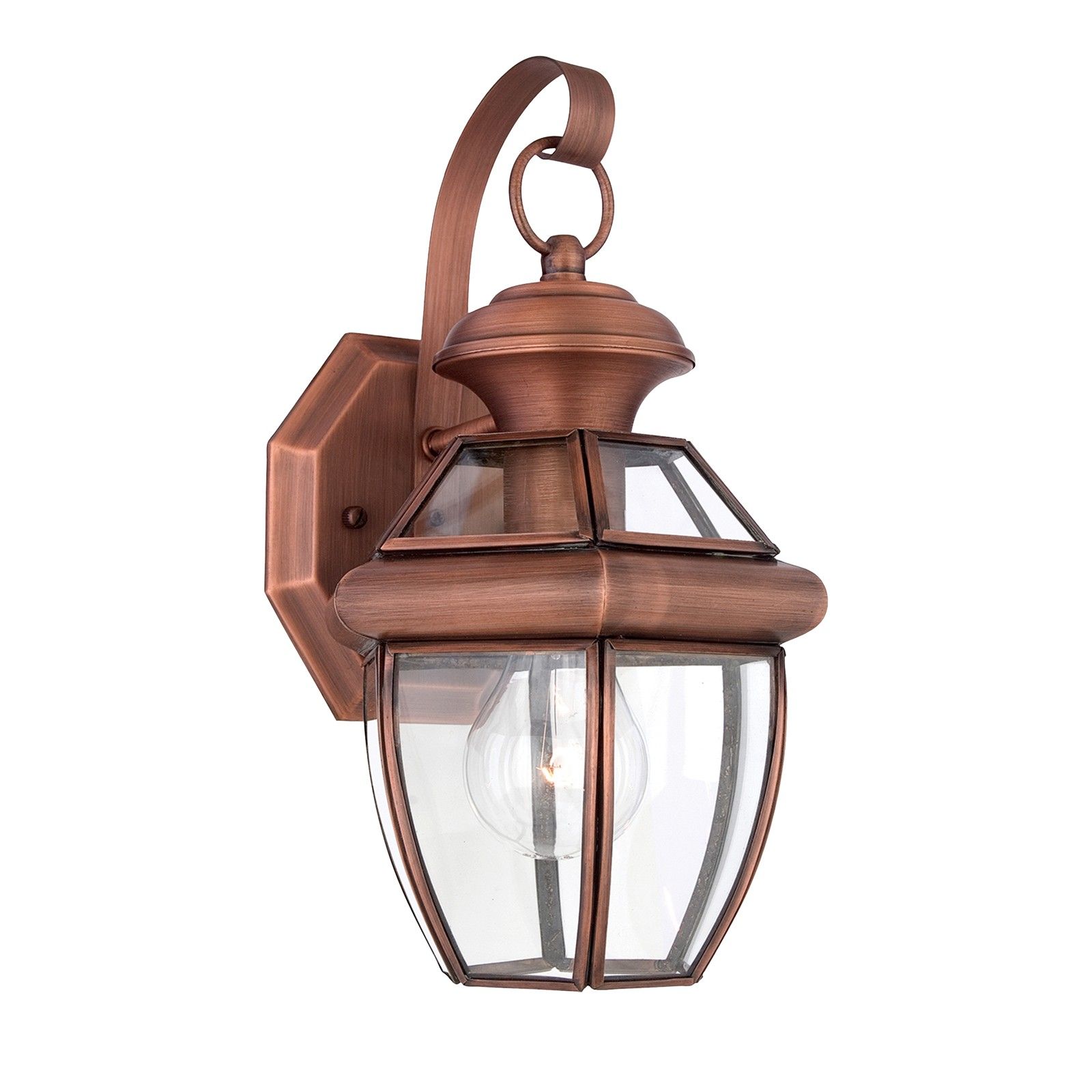 Newbury small wall light in Aged Copper