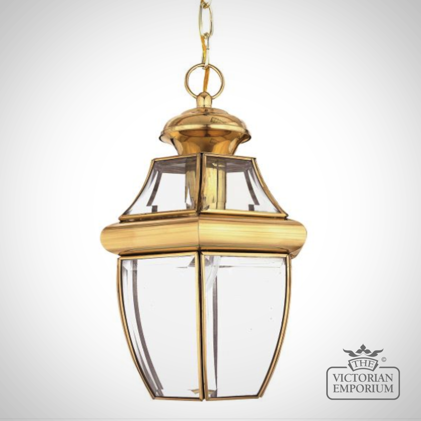 Newbury Medium Chain Lantern in Polished Brass