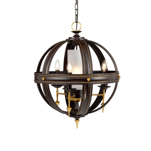 Regal 4 light chandelier in old rubbed bronze and gold