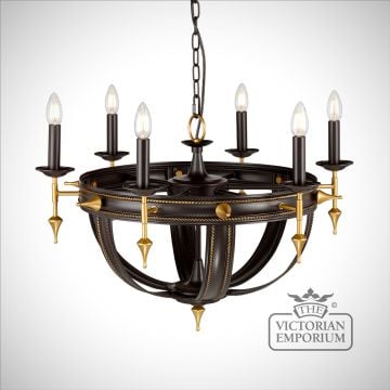 Regal 6 light chandelier in old rubbed bronze and gold
