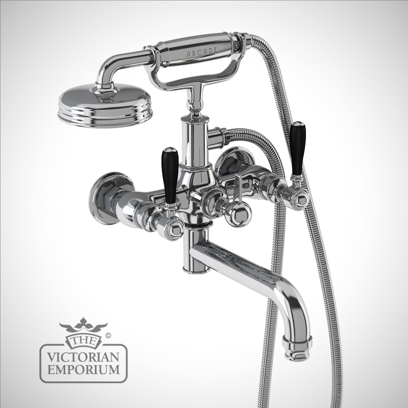 Bath shower mixer wall-mounted with black lever