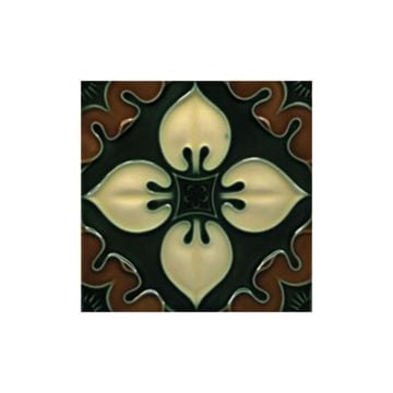 Victorian Benthall single colour decorative tiles 152x152mm - exterior use - chestnut